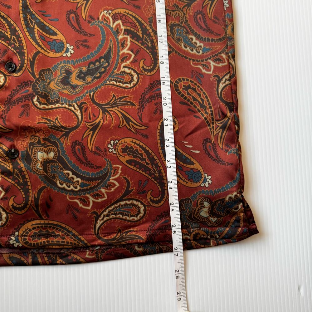 Urban Outfitters Satin Paisley Shirt Men's Small Retro Resort Festival Vacation - Picture 16 of 16